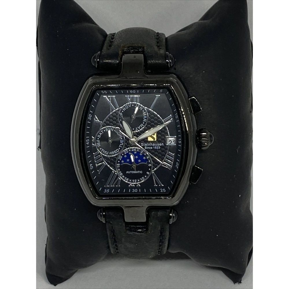 Steinhausen LW393LL-13-M009 Women Black Leather Black Dial Automatic Watch XR191